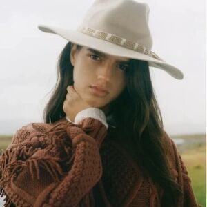 Anthropologie Cream and Tan Hat